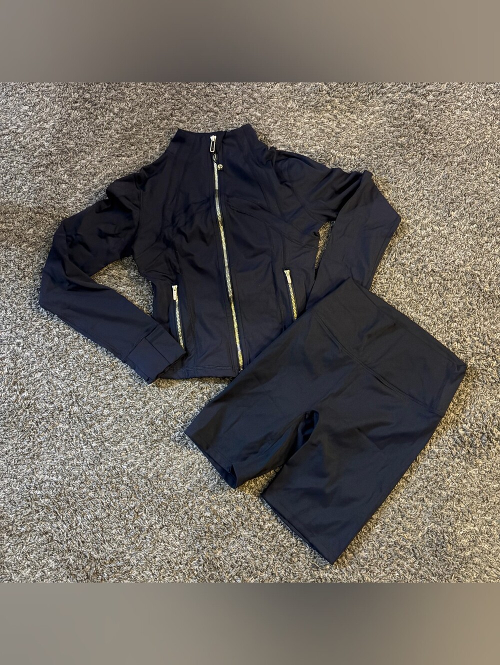 Lululemon Cropped Nulu Jacket & Shorts SetW/ Gold Zipper